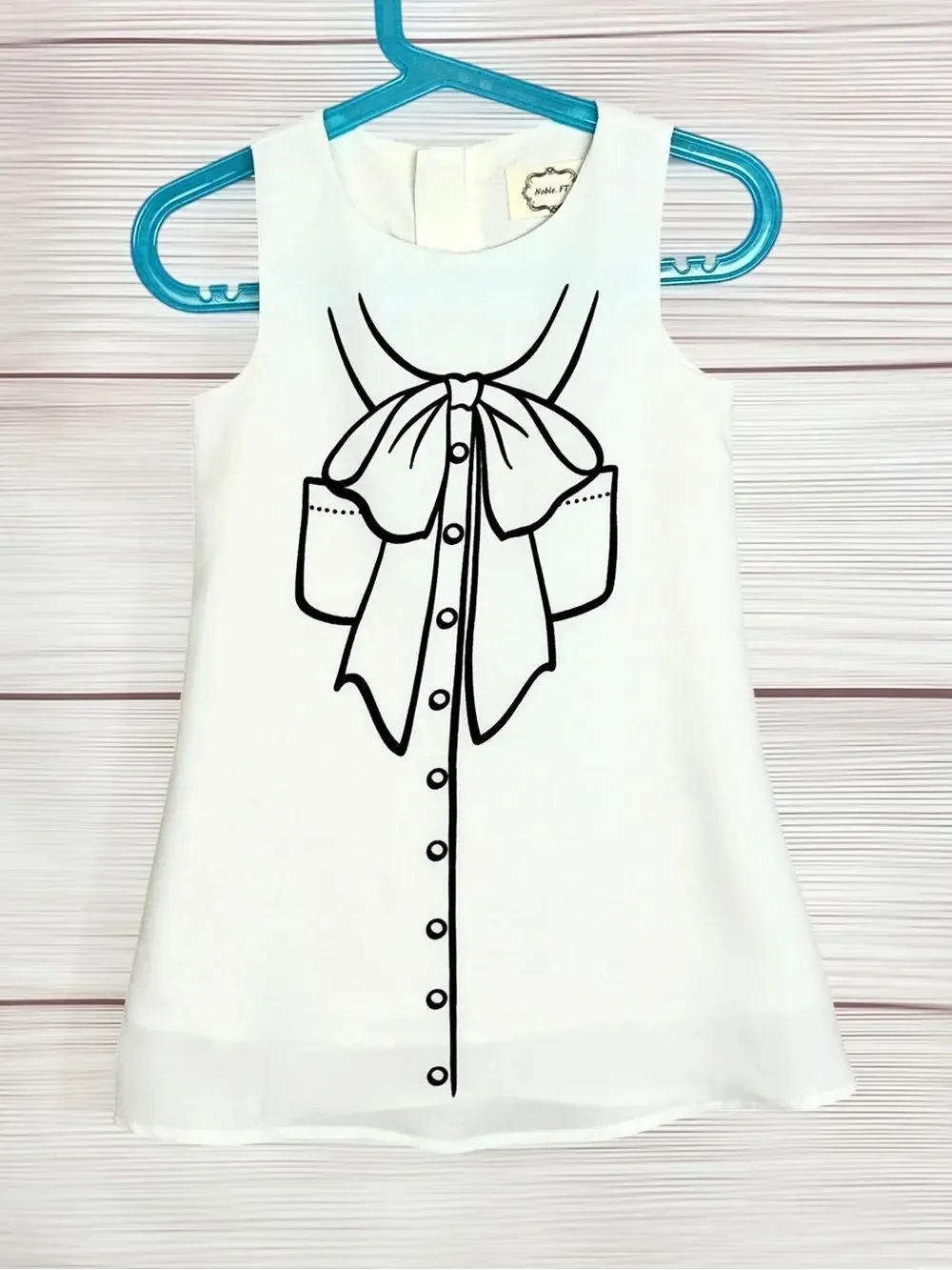 White Girls Summer Dress Sleeveless A-line Bow Print sz 100 US 3
